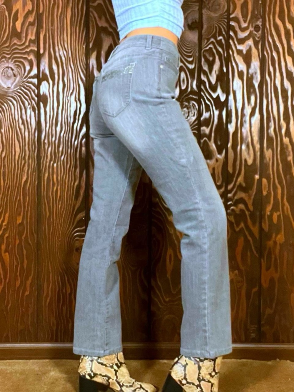 Chico's grey mid rise bootcut jeans
